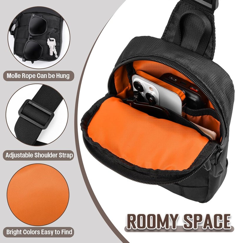 Deyace Small Sling Bag for Men, Tactical Inspired Waterproof Utility EDC Mini Crossbody Chest Bag for Travel Work Sport - Image 4